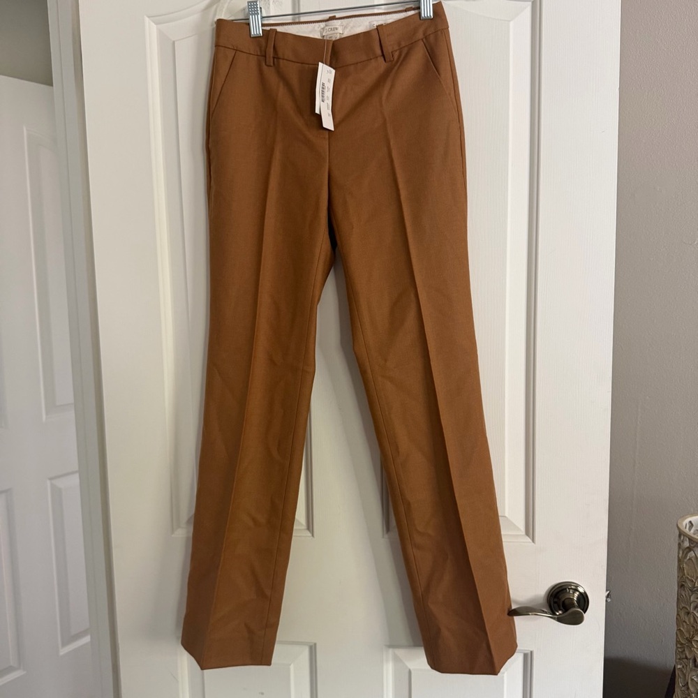 J.Crew Café Trouser Brown Tailored Pants NWT Size 00 Petite